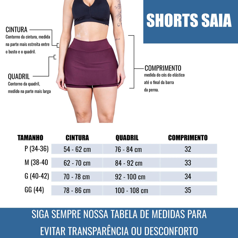 Short Saia Feminino Fitness para Academia ou Cross