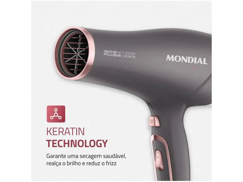 Secador de Cabelo Mondial Keratin Graphite Rosé-220V