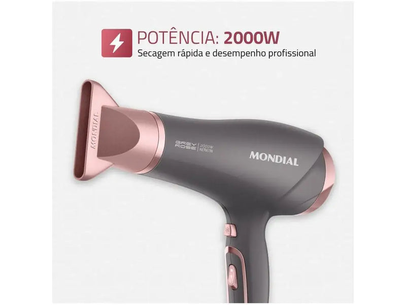 Secador de Cabelo Mondial Keratin Graphite Rosé-220V