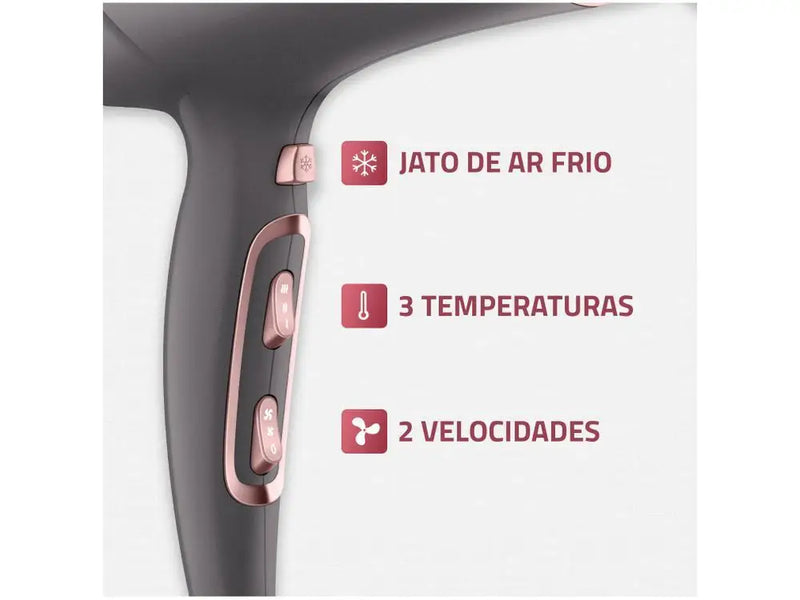 Secador de Cabelo Mondial Keratin Graphite Rosé-220V