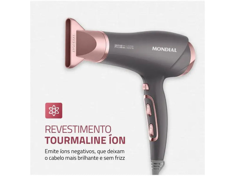 Secador de Cabelo Mondial Keratin Graphite Rosé-220V